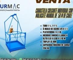 Canastilla colgante individual con malacate manual de 50 m de cable - Ecatepec de Morelos