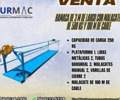 Hamaca de 3 m de largo con malacates de 500kg y 100 m de cable - Ecatepec de Morelos