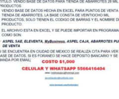 Vendo base de datos para tienda de abarrotes 28 mil 800 productos $1000 - México DF