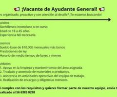 Ayudante general | Medio Tiempo | Adaptabilidad - México DF