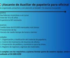 Auxiliar de papelería para oficina || Medio Tiempo || Organizado - México DF